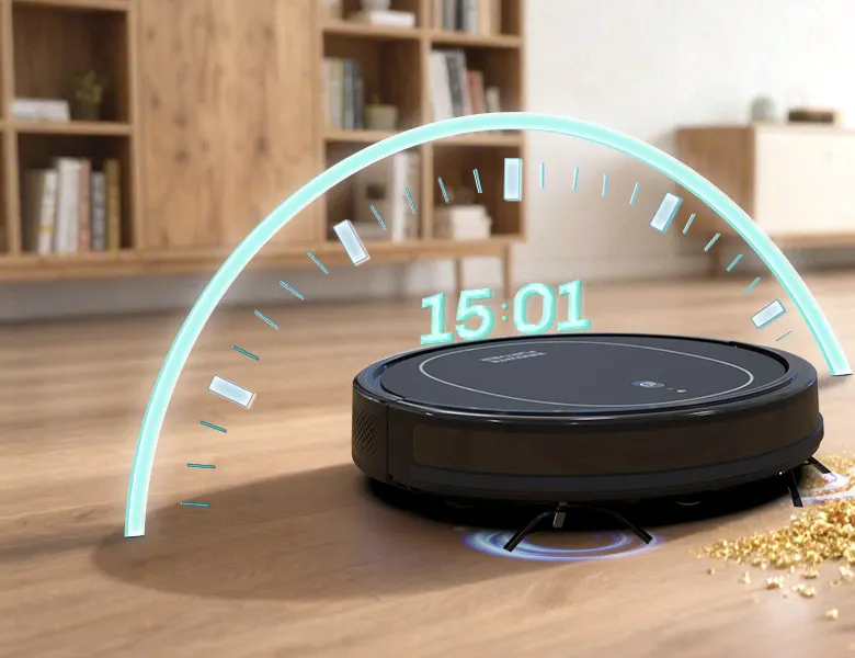 Slim robots that clean on a schedule